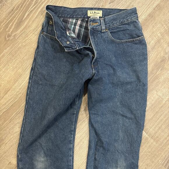 Vintage LL Bean Flannel Lined Blue Jeans Womens 10 Petite Outdoor Grunge 90s - Picture 9 of 10